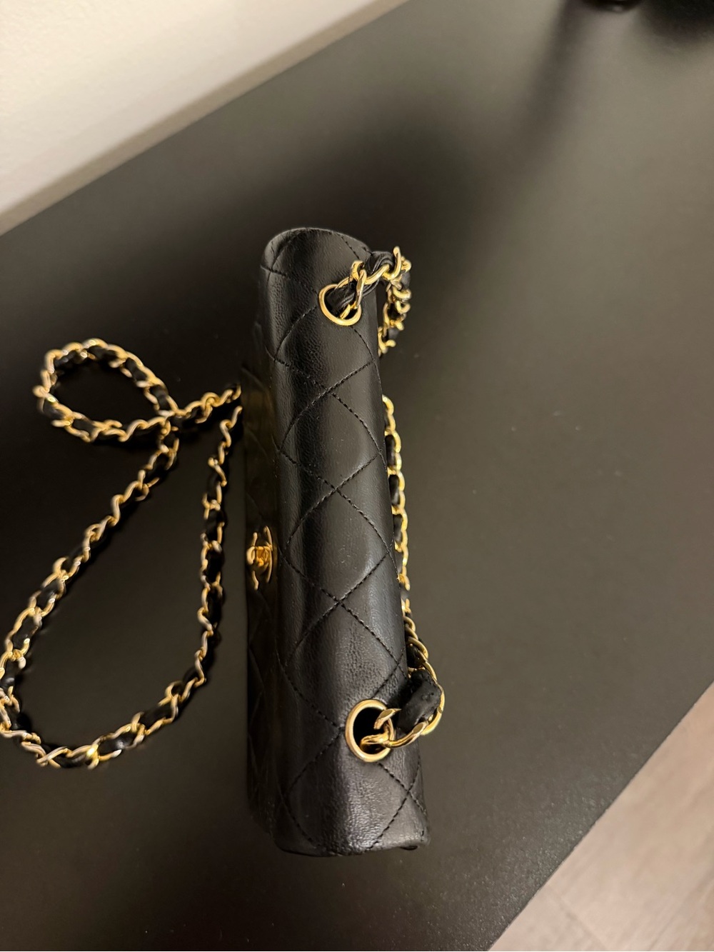 Vintage CHANEL CC Matelasse Full Flap Chain Shoulder Bag - Black Leather - Picture 7 of 15
